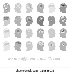  Illustration of two people with different thoughts and emotions