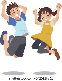 Illustration of two people jumping