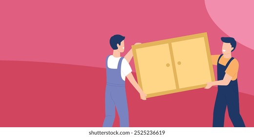 illustration of two people lifting items to move house