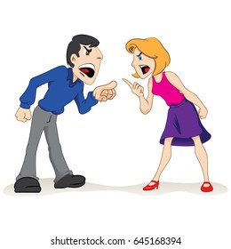 Illustration Two People Man And Woman Arguing, Couple Fighting. Ideal For Educational And Institutional Materials