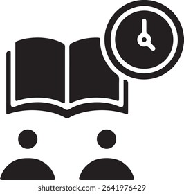 illustration of two people reading books on time