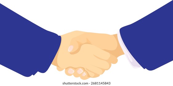 Ilustración de dos personas dándose la mano en trajes