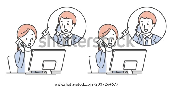 illustration of two
people talking over the
phone