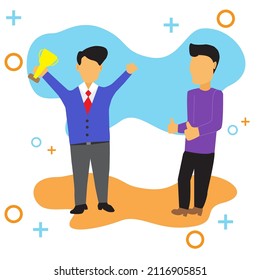 illustration of two people who are happy because they get employee appreciation
