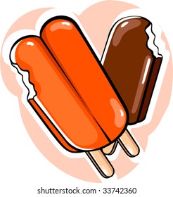 Illustration of two piece of candy ice creams	