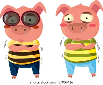 illustration of two pigs on white