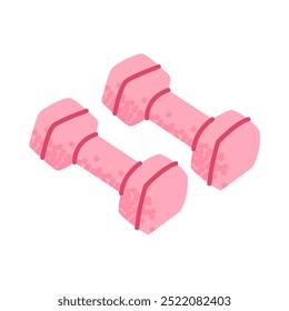  Illustration of two pink dumbbells, vector illustration isolated on white background