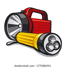 illustration of the two portable flashlights on the white background