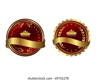 Illustration two red gold-framed labels - vector