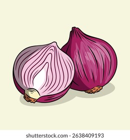 Illustration of Two Red Onions