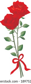 Illustration of two red roses with ribbon