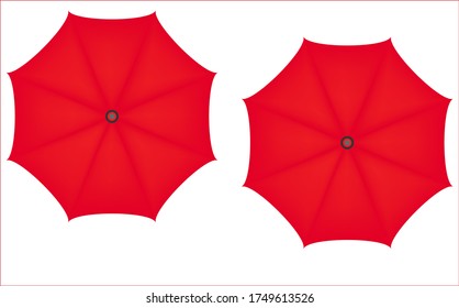 illustration of two red umbrellas.