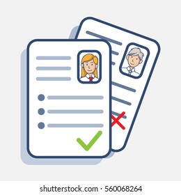 Illustration, two rejected by the and resume accepted