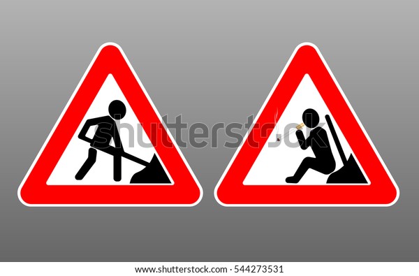 Illustration Two Road Signs One Original Stock Vector Royalty Free