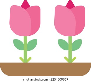 Illustration of two roses in a planter pot professionally drawn on a white background
