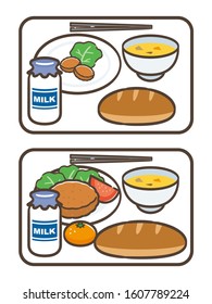 Illustration of two school lunches