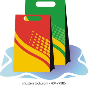 Illustration of two shopping pouch	