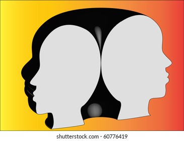 illustration two silhouettes in quarrel