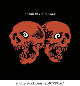 illustration of two skulls with angry expressions.