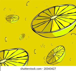 Illustration of two sliced lemon pieces	