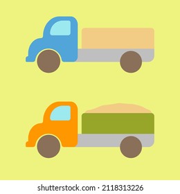 illustration of two small trucks