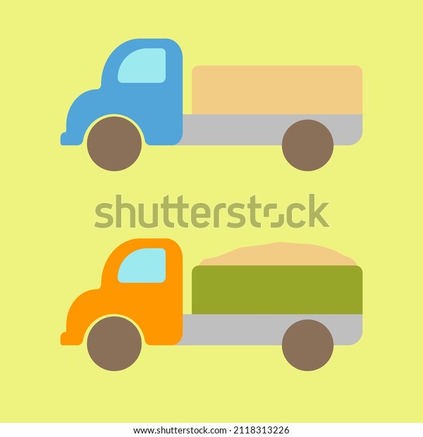 illustration of two small\
trucks