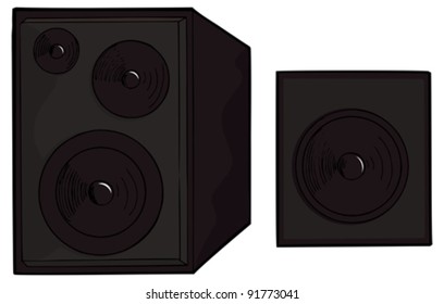 Illustration of two speakers isolated over white