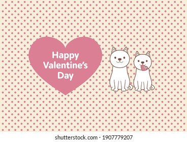 Ilustración de dos perros orejas de pie y el día de San Valentín