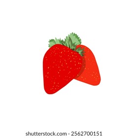illustration of two strawberries icon without background