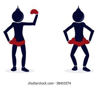 an illustration of two stylized character making box fight