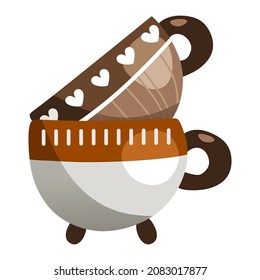 Illustration of two stylized cups on small legs.