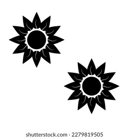 Illustration of two sunflowers without leave. Sunflower cartoon style icon. Vector sunflower illustration. Isolated on a white background. Sunflower flower icon. 