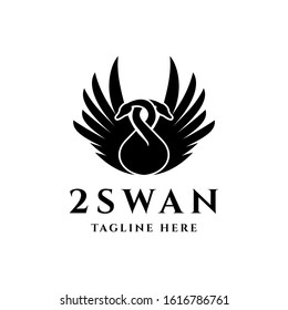 illustration of Two swan logo design vector illustration template