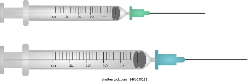 
Illustration of two syringes with a needle.