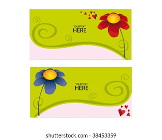 an illustration of two templete cards with flower theme
