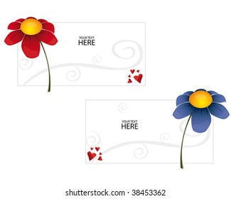 an illustration of two templete cards with flower theme