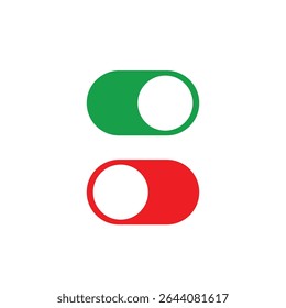 Illustration of two toggle switches one green in the on position and one red in the off position