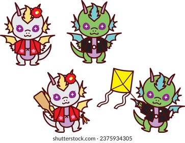 Ilustración de dos tipos de caracteres de dragón
