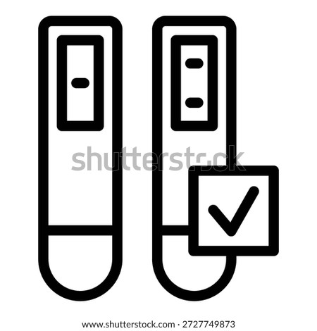 Illustration of two usb sticks with a checkmark, symbolizing successful data transfer or virusfree devices