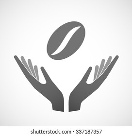 Illustration of two vector hands offering a coffee bean