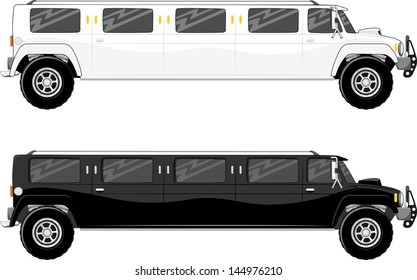 illustration of two vip limo truck isolated on white background