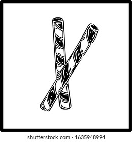 Illustration of two waffer rolls with white background