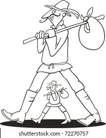 illustration of Two wayfarers for coloring book