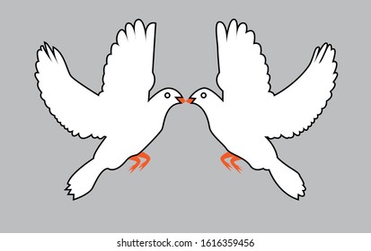 illustration of two white birds with a white background, vector, eps 10