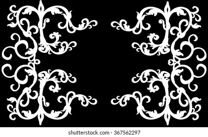 illustration with two white decorations on black background