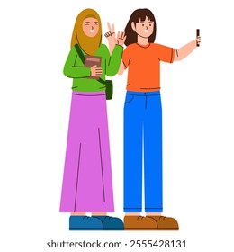 Illustration of Two Women Friends