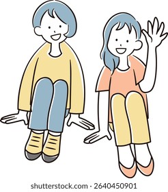 Illustration of two women sitting