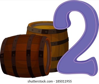 Illustration of the two wooden barrels on a white background