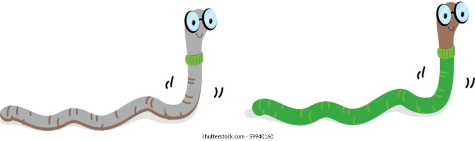 illustration of two worms on a white background