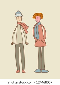illustration of two young boy